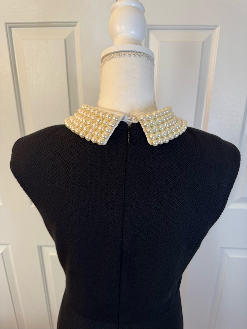 Betsey Johnson Black Fit-and-Flare Dress with Faux Pearl Collar - Picture 7 of 8